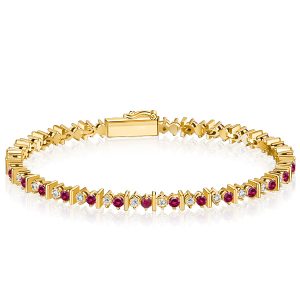 bracelets - Italo Golden Round Cut Silver Ruby Bracelet For Women, Italo jewelry - Online Catalog