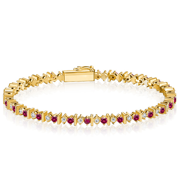 bracelets - Italo Golden Round Cut Silver Ruby Bracelet For Women, Italo jewelry - Online Catalog