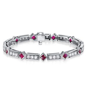 bracelets - Italo Vintage Princess Cut Ruby Tennis Bracelet For Women, Italo jewelry - Online Catalog