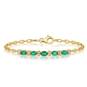 bracelets - Italo Golden Oval Cut Emerald Sapphire Chain Bracelet, Italo jewelry - Online Catalog