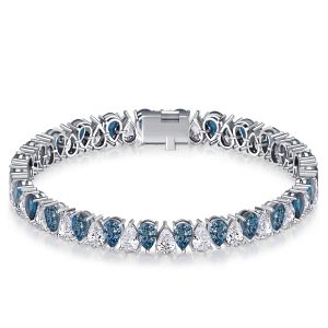 bracelets - Italo Pear Shaped Blue Topaz Tennis Silver Bracelet, Italo jewelry - Online Catalog