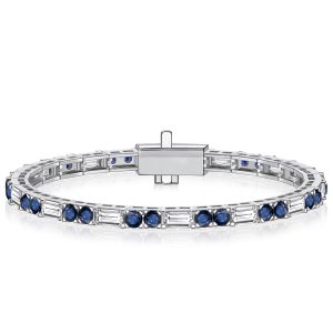 bracelets - Italo Round & Baguette Cut Tennis Bracelet Blue Sapphire Bracelet, Italo jewelry - Online Catalog