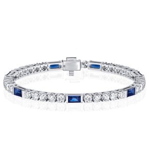 bracelets - Italo Art Deco Blue Sapphire Bracelet Round Cut Tennis Bracelet, Italo jewelry - Online Catalog