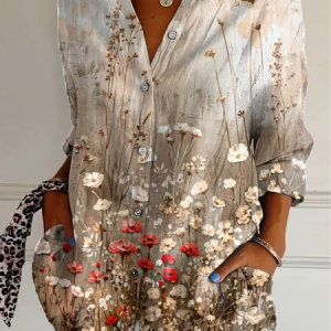 Vintage Flowers Print T-Shirt, Blouses, Lilicloth.com
