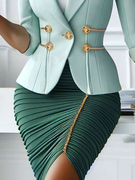 Elegant Ruched Plain Mini Skirt, Skirts, color:Green|size:XXL, Stylewe