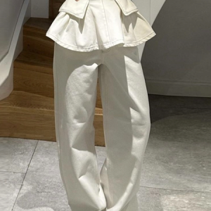 Plain Casual  Denim Jeans, Jeans, color:White|size:XXL, Stylewe
