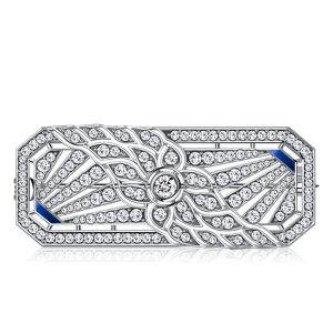brooches - Italo Art Deco White Sapphire Floral Brooch For Women, Italo jewelry - Online Catalog