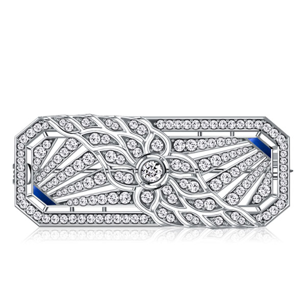 brooches - Italo Art Deco White Sapphire Floral Brooch For Women, Italo jewelry - Online Catalog