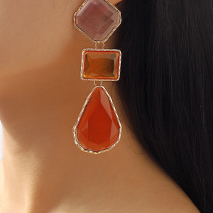Exaggerated contrasting water drop long earrings, Earrings, color:Red, Stylewe