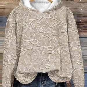 Women's Floral Spring/Fall Cotton Long Sleeve Casual Daily Hoodie, JustFashionNow Sweatshirts & Hoodies, color:Brown|size:5XL,