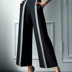 Urban Color Block Fashion Pants No Belt, Pants, color:Black-grey|size:XXL, Stylewe