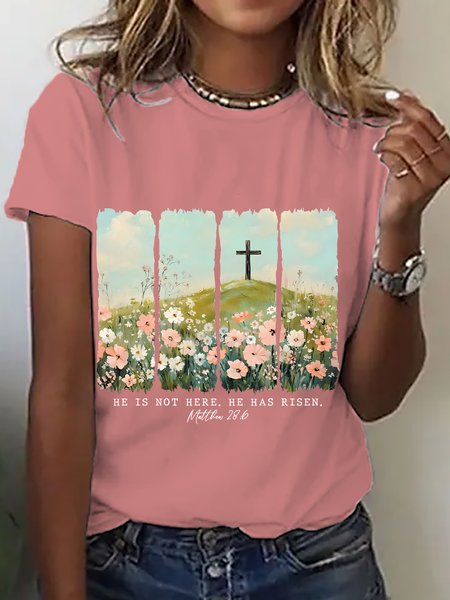 He Is Risen Png Wildflower Spring Easter Cotton T-Shirt, T-shirts, Lilicloth.com