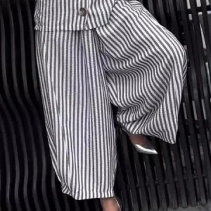 Casual Striped Printing Baggy Pants, Pants, color:Gray|size:XXL, Stylewe