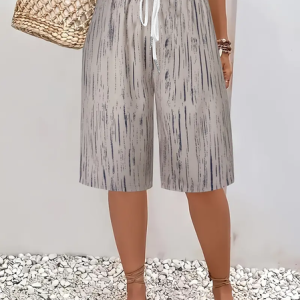 Women Striped Fifth Pants Pant Casual Summer Trousers, JustFashionNow Pants, color:Gray|size:XXL