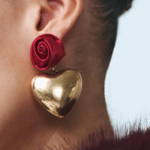 Metal Heart/Cordate Dangle, Earrings, color:Red, Stylewe