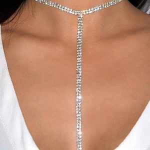 1pc Halter Rhinestone Decor Necklace, women Necklace & Pendant, ChicMe catalog