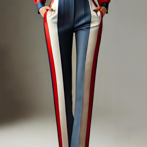 Urban Color Block Printing Slim Fit Pants, Pants, color:As Picture|size:XXL, Stylewe