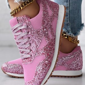 Sequins Lace-up Muffin Sneakers, women Sneakers, ChicMe catalog