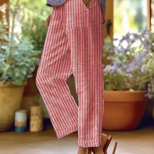 Women's Straight Pants Going Out Pants Blue Casual Printing Striped Spring/Fall Pants, Pants, Lilicloth.com