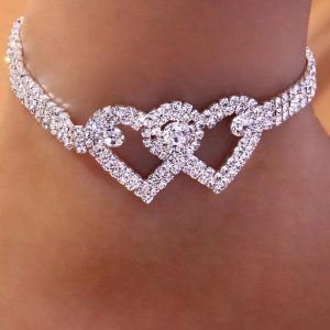 1pc Rhinestone Chain Double Heart Anklet, women Anklet, ChicMe catalog