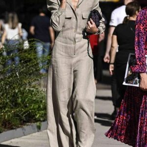 Urban Shawl Collar Long Sleeve Loose Linen Jumpsuit, Jumpsuits, color:As Picture|size:XS, Stylewe
