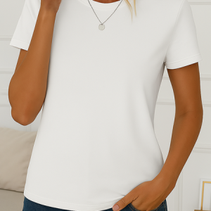 Women Plain Short Sleeve Tee T-shirt Crew Neck Printing Casual Summer Top, JustFashionNow T-Shirts, color:White|size:XXL