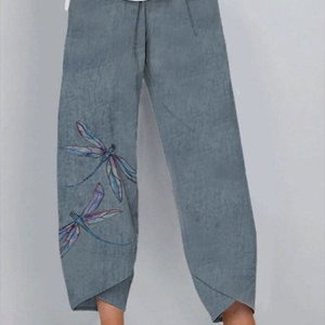 Women Dragonfly Capris Pant Casual Summer Trousers, JustFashionNow Pants, color:Gray|size:5XL,