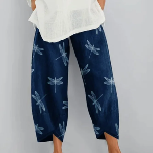 Women Dragonfly Capris Pant Casual Summer Trousers, JustFashionNow Pants, color:Purplish Blue|size:5XL,