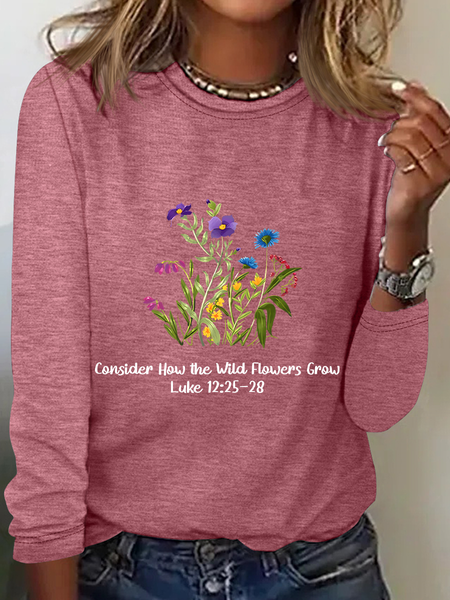 Consider How The Wild Flowers Grow Casual Long Sleeve Shirt, Long sleeves, Lilicloth.com