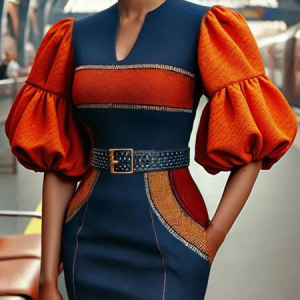 Urban Abstract Graphic Puff Sleeve Blouse, Blouses and Shirts, color:As Picture|size:XXL, Stylewe