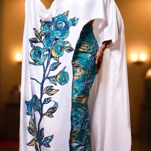 Satin Urban Floral Printing Crew Neck Raglan Sleeves Blouse, Blouses and Shirts, color:Blue|size:XXL, Stylewe