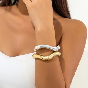 Chunky Trendy Hinged Cuff Bangle Bracelet Wide Minimalist Bracelets, women Bracelet, ChicMe catalog