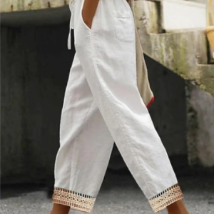 Women Plain Long Pant Casual Spring/Fall Trousers, JustFashionNow Pants, color:White|size:3XL,