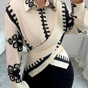 Urban Abstract Printing Shirt, Blouses and Shirts, color:As Picture|size:XXL, Stylewe