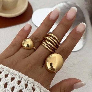 3PCS Simple Vintage Irregular Hollow Out Rings Statement Stackable Knuckle Ring Set, women Rings, ChicMe catalog