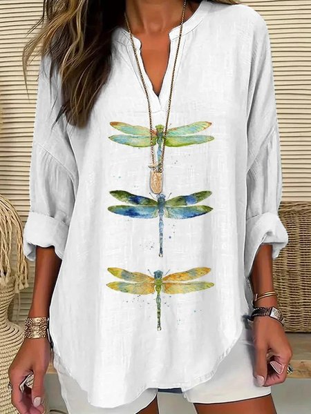 Women Animal Half Sleeve Blouse Summer Shawl Collar Daily Casual Top, JustFashionNow Shirts, color:White|size:4XL,