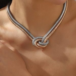 Retro Personalized Braided Linen Knot Necklace Or Bracelet, Necklaces, color:Rose Gold, Stylewe