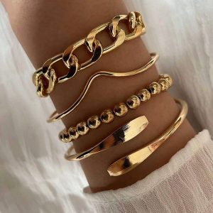 Vintage Chunky Chain Bracelet Set Stackable Bangle Cuff Bracelet, women Bracelet, ChicMe catalog