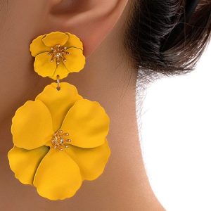 Vacation Floral Dangle, Earrings, color:Yellow, Stylewe