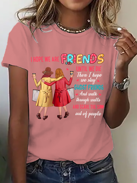 Women Text Letters Short Sleeve Tee T-shirt Crew Neck Casual Summer Top, JustFashionNow T-Shirts, color:Orange Pink|size:3XL