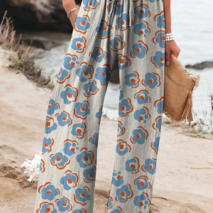 Casual Floral Long Printing Pant, Pants, color:As Picture|size:4XL, catalog Noracora shop