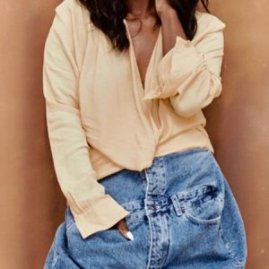 Casual Plain Cowl Neck Loosen Blouse, Blouses and Shirts, color:Beige|size:XXL, Stylewe