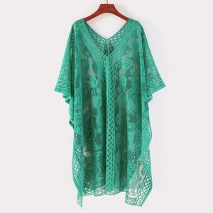 Women Floral Pattern Spring/Fall Cover-up Sexy Lightweight Cardigan, JustFashionNow Cardigans, color:Green|size:One-size,