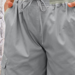 Women Plain Fifth Pants Straight Pants Casual Summer Shorts, JustFashionNow Shorts, color:Grey-blue|size:3XL,