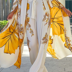 Vacation Floral Fashion Pants, Pants, color:Yellow|size:XXL, Stylewe