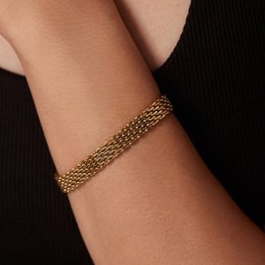 Chain Titanium Steel Plated 18k Gold Bracelet, Bracelets, color:Golden, Stylewe
