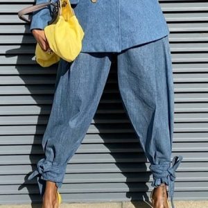 Urban Pockets Plain High Waist Denim Jeans, Jeans, color:Blue|size:XXL, Stylewe
