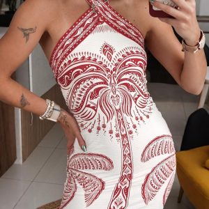 Tropical Halter Sleeveless Sexy Backless Dress, women Maxi Dresses, ChicMe catalog