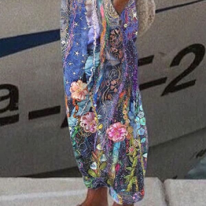 Women Floral Long Pant Casual Spring/Fall Trousers, JustFashionNow Pants, color:Purple|size:5XL,