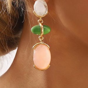 Elegant Color Block  Dangle, Earrings, color:Golden, Stylewe